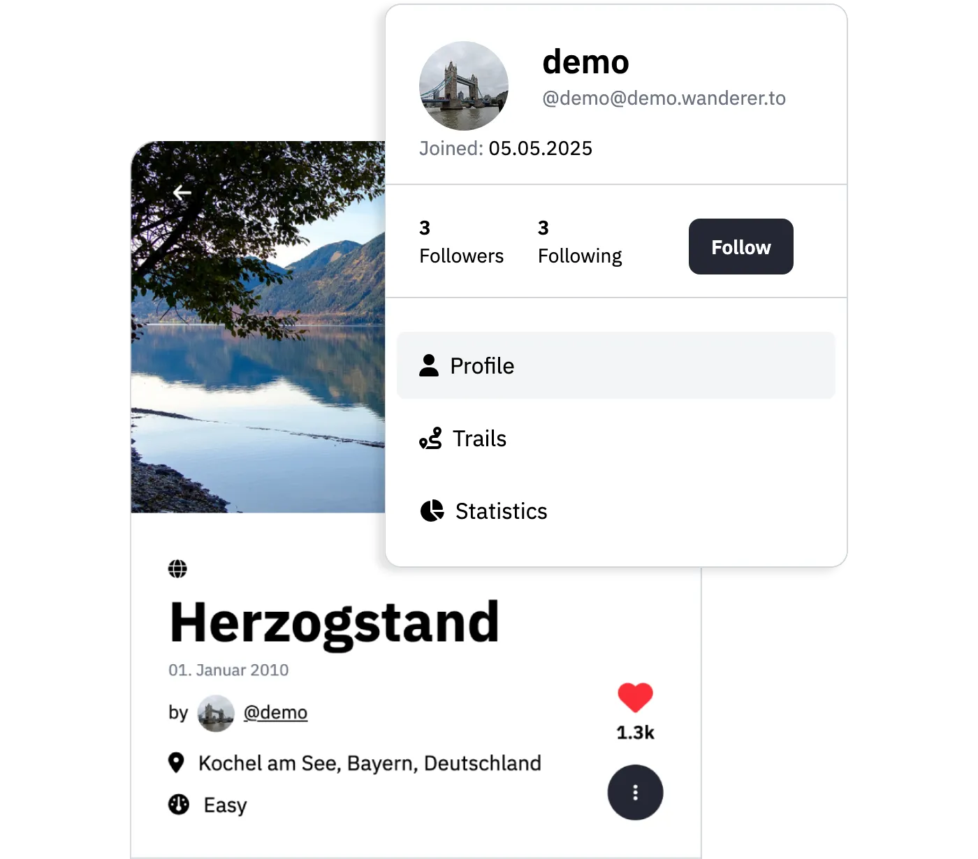 Showcase of wanderer's social features