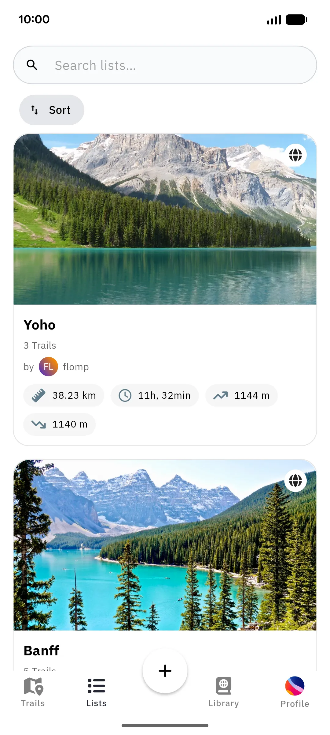 The Lists tab