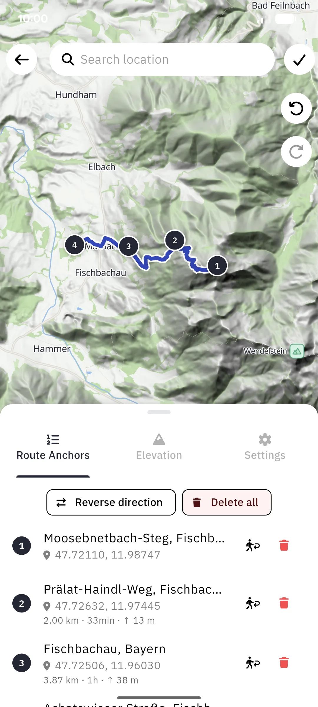 The route planner with four anchors