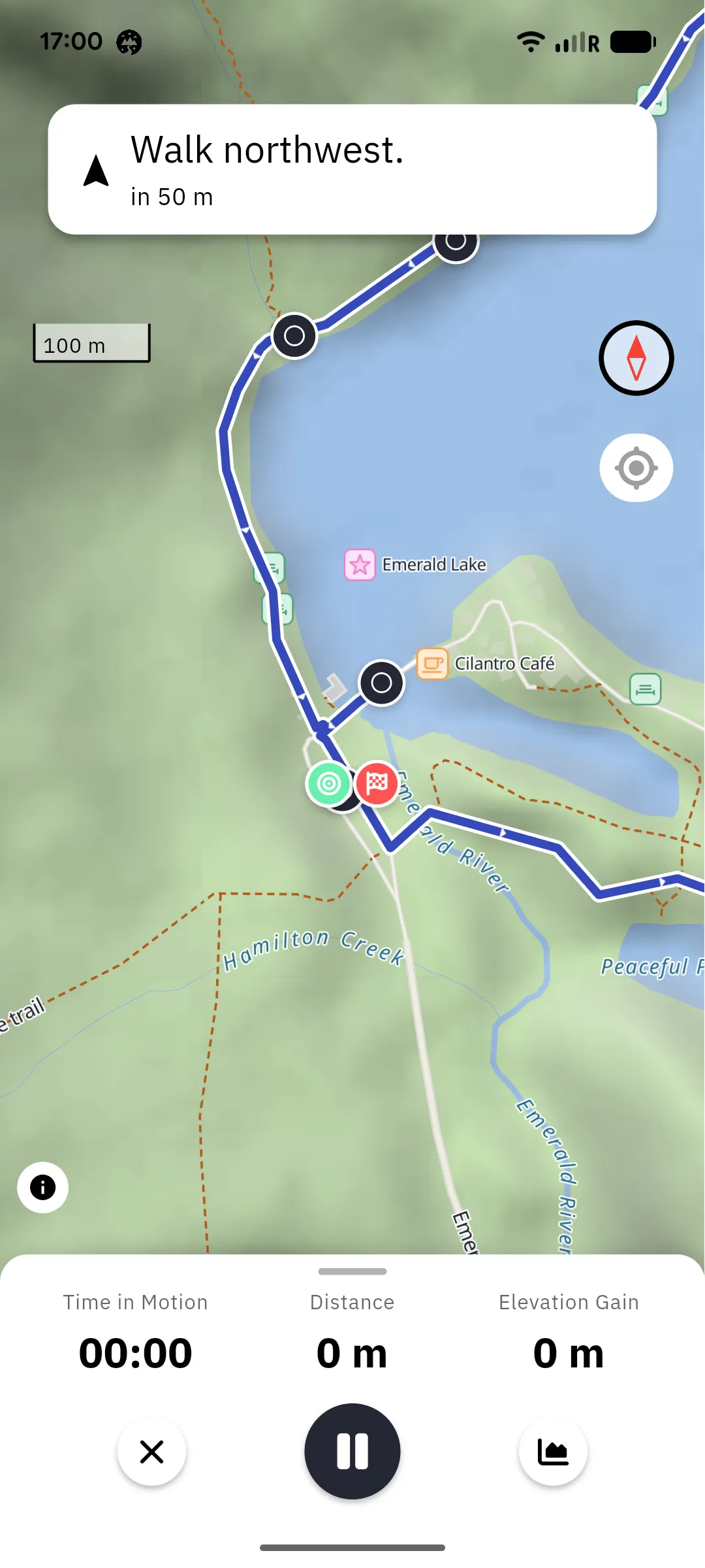 A trail's route map and elevation profile in the wanderer app